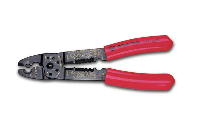 Wright Tool Wire Stripping Plier with Cutter/Crimper, 6 Strip Stations, 10-22 AWG, 8-3/4 in - WT 9472 Stripping Plier Wright Tool