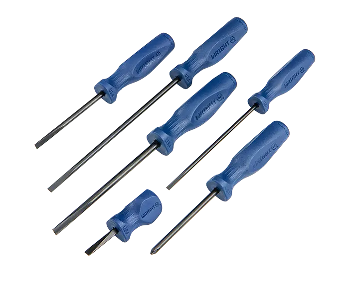 Wright Tool Set of 6 Large Ergonomic Handle Phillips Screwdriver with Pouch, PH0 - PH4 - WT 9462 Screwdriver Set Wright Tool