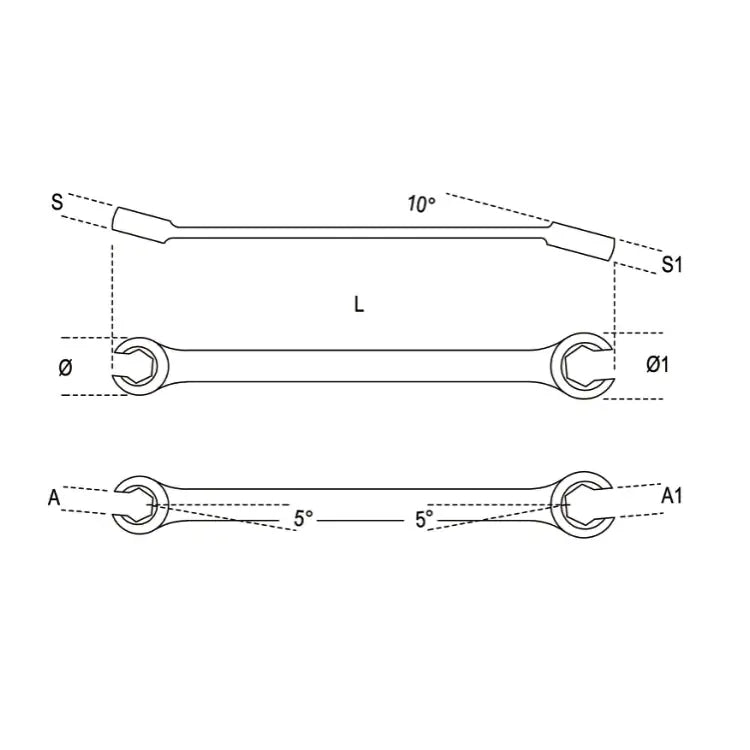 Beta Tools (Article# 94 17X19) 17 x 19 Double End, Open End Flare Nut Wrench, Chrome-Plated - BT 940017 Beta Tools