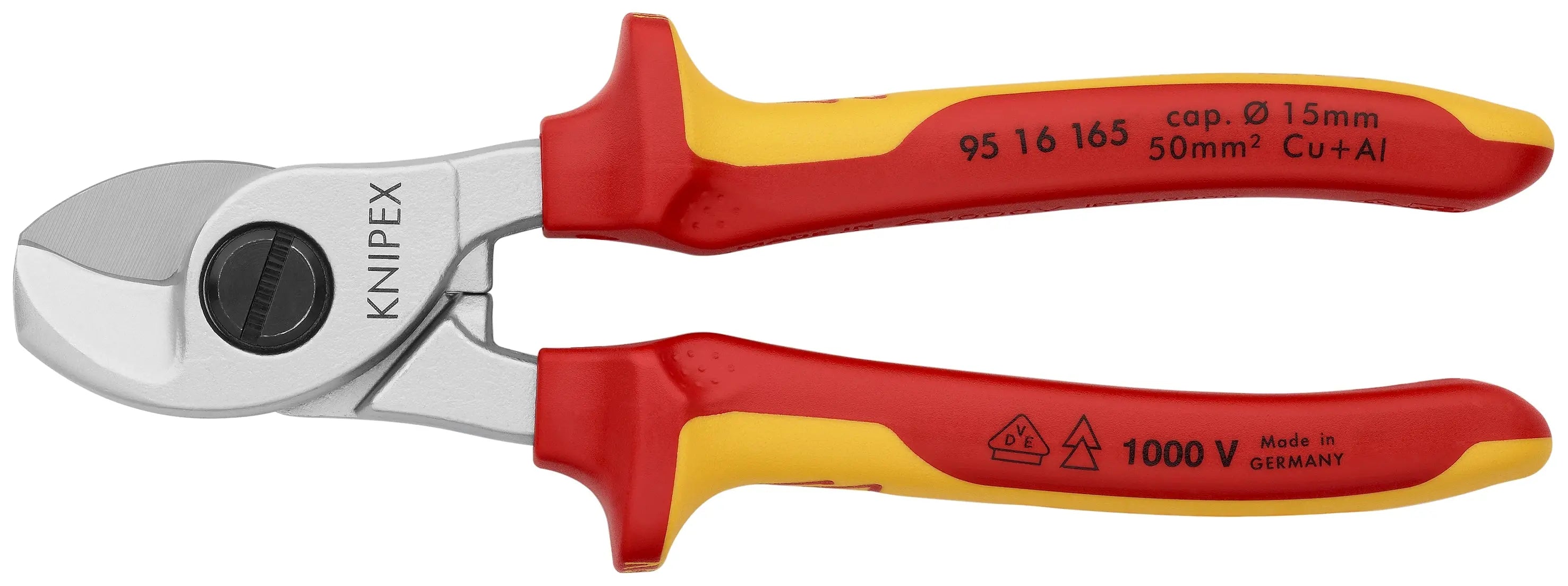 Knipex 95 16 165 KN | Cable Shears, Chrome, 1000V Insulated Knipex