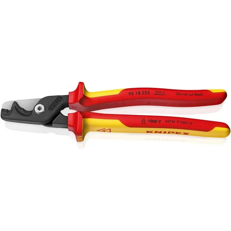 Knipex 1000V Insulated StepCut Extra Large Cable Shear, 9 in - KN 95 18 225 SBA Knipex