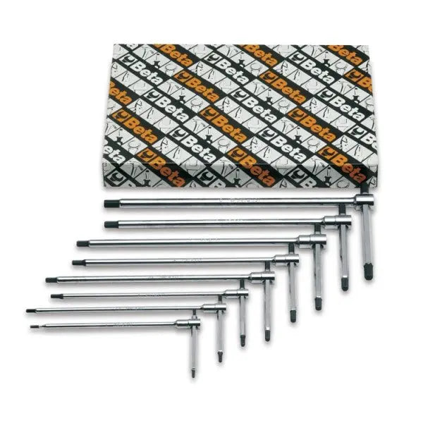 Beta Tools (Article# 951/S8) Set of 8 Sliding T-Handle Wrenches, 3 Hex Male Ends, Chrome-Plated - BT 9510693 Beta Tools