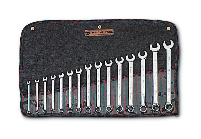 Wright Tool Set of 15 12-Point Metric Polished Combination Wrench, 7 to 22mm - WT 952 Combination Wrench Set