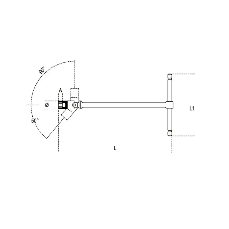 Beta Tools (Article# 952 20) 20mm Sliding T-Handle Wrench, 6 Point Swivel Socket, Chrome-Plated - BT 9520020 Beta Tools
