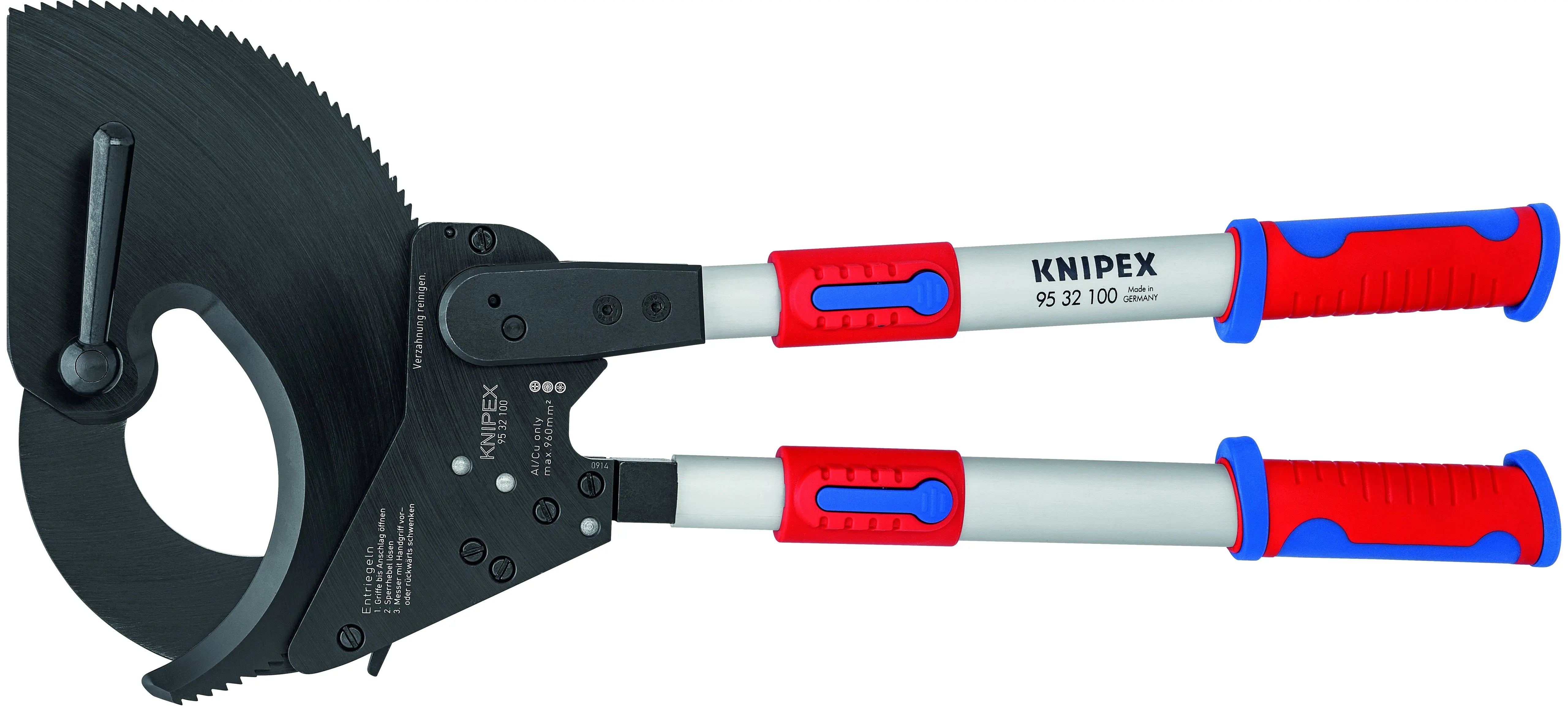Knipex 95 32 100 KN | Cable Cutters, Ratcheting Type, Telescopic Handles, Multi-Component Knipex