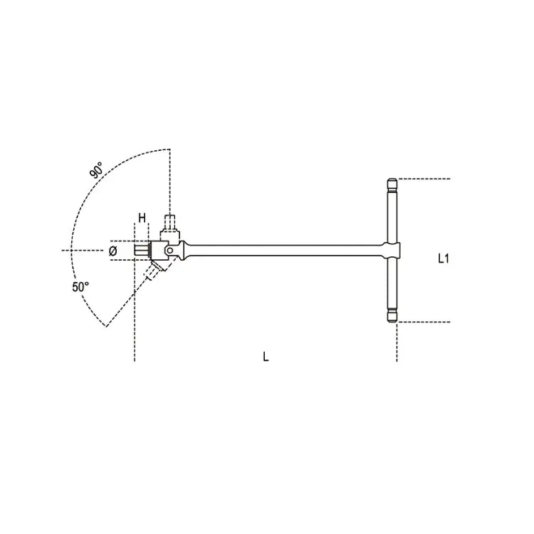 Beta Tools (Article# 953TX 20) T20 Sliding T-Handle Wrench, Torx Drive, Black Phosphate Male Ends, Chrome-Plated - BT 9530020 Beta Tools