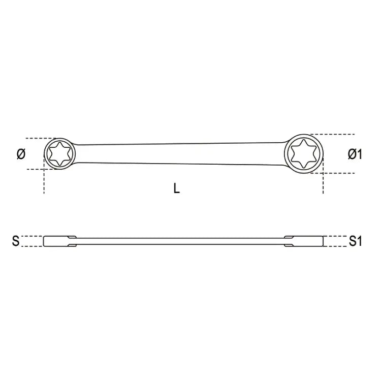 Beta Tools (Article# 95FTX 20X24) 20 x 24 Double-Ended Straight Wrench for Torx Head Screw, Chrome-Plated - BT 950320 Beta Tools