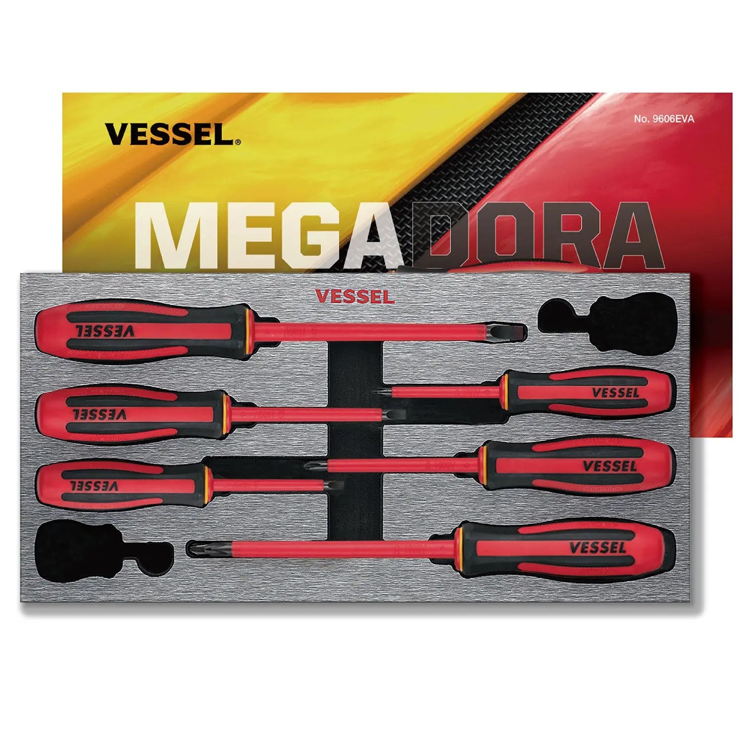 Vessel Tools Set of 6 Megadora Insulated Screwdriver - VL 9606EVA Vessel Tools