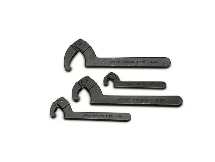 Wright Tool Set of 4 Adjustable Hook SAE Black Industrial Spanner Wrench, 3/4 to 6-1/4 in - WT 9629 Spanner Wrench Set Wright Tool