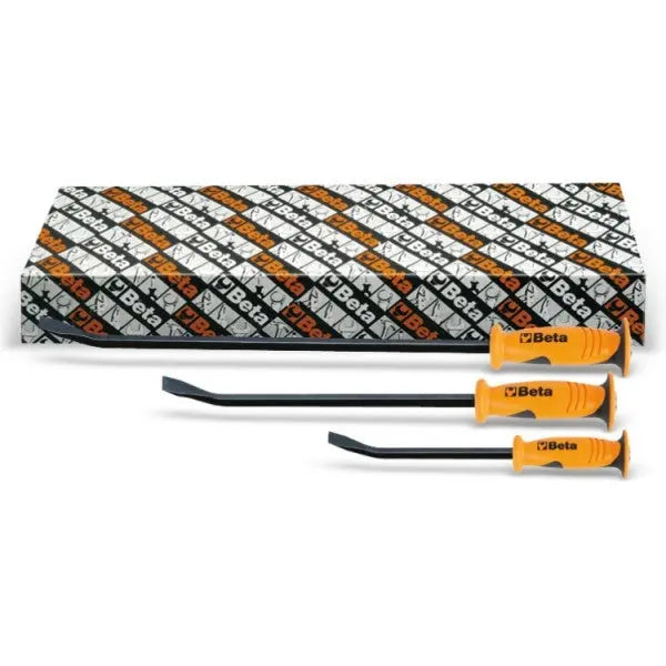 Beta Tools (Article# 965/S3) Set of 3 Pry Bars with Flat Curved Ends and Box - BT 9650019 Beta Tools