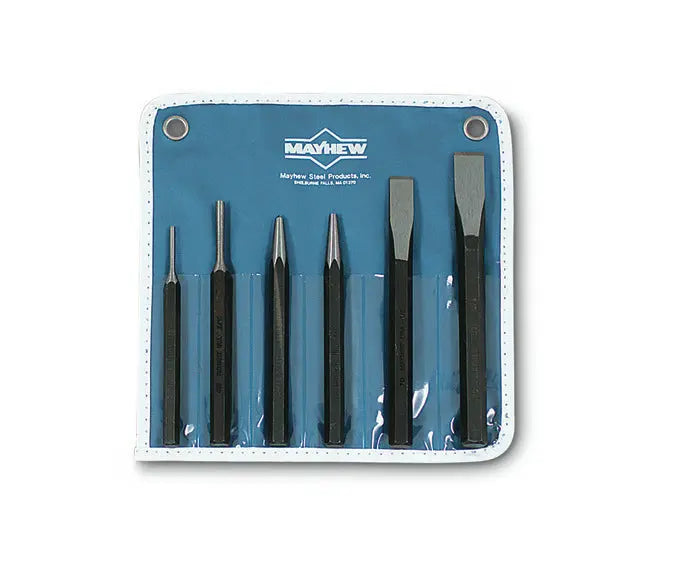 Wright Tool Set of 6 Punches and Chisels with Pouch, 1/2 in - 5/8 in - WT 9660