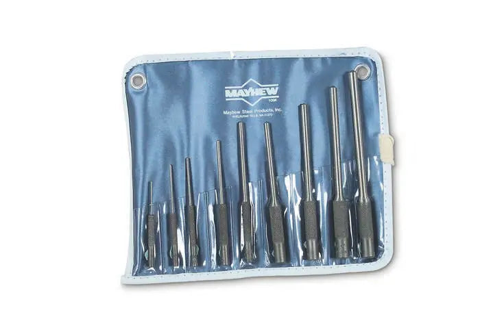 Wright Tool Set of 9 Roll Pin Pilot Punches with Pouch, 1/16 in - 5/16 in - WT 9681
