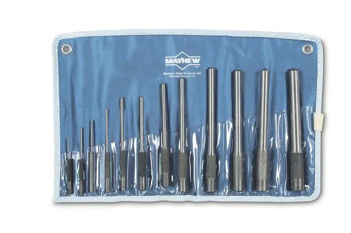 Wright Tool Set of 12 Roll Pin Pilot Punches with Pouch, 1/16 in - 1/2 in - WT 9682