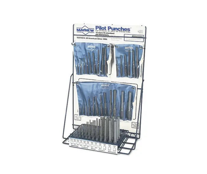 Wright Tool Set of 63 Pilot Punches with Display, 1/16 in - 1/2 in - WT 9684
