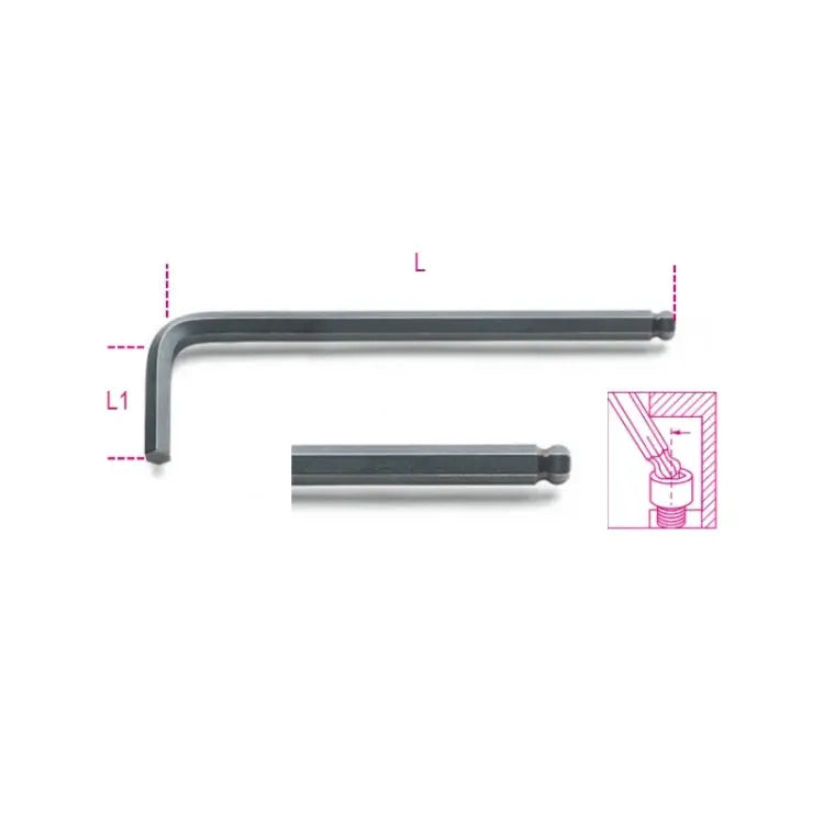 Beta Tools 3/16 in Ball End Offset Hexagon Key, 30 deg, Black Oxide - BT 960992 Beta Tools