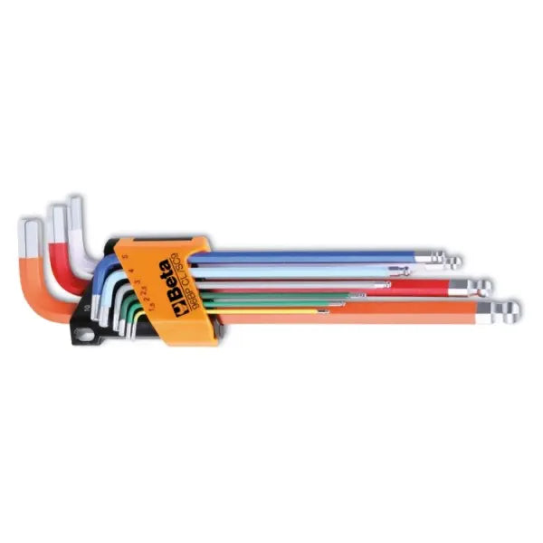 Beta Tools (Article# 96BP-CL/SC9) Set of 9 Color Coded, Ball End Offset Hexagon Key, 1.5mm-10mm - BT 961619 Beta Tools