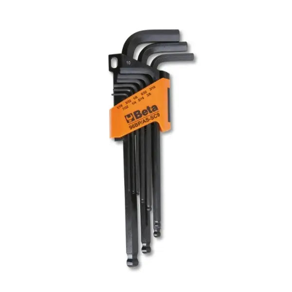 Beta Tools (Article# 96BP-AS/SC9) Set of 9 Ball End Hexagon Key with Holder, Black Oxide, 1/16-3/8 - BT 961000 Beta Tools