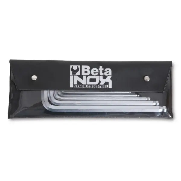 Beta Tools (Article# 96BPINOX/B9) Set of 9 Ball End Offset Hexagon Key in Plastic Tool Pouch, INOX Stainless Steel, 2mm-10mm - BT 961456 Beta Tools