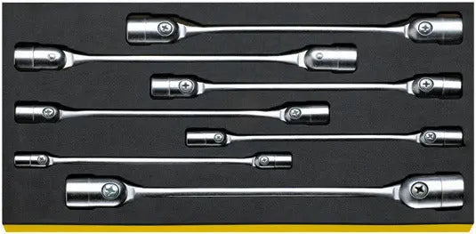 Stahlwille Set of 7 Double Box Ended Flex Joint Wrench with TCS Insert, 8 x 9 - 20 x 22 - ST 96830195 Stahlwille