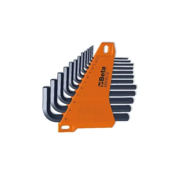 Beta Tools (Article# 96N/SC12) Set of 12 Burnished Offset Hexagon Key Wrenches with Plastic Support - BT 000960661 