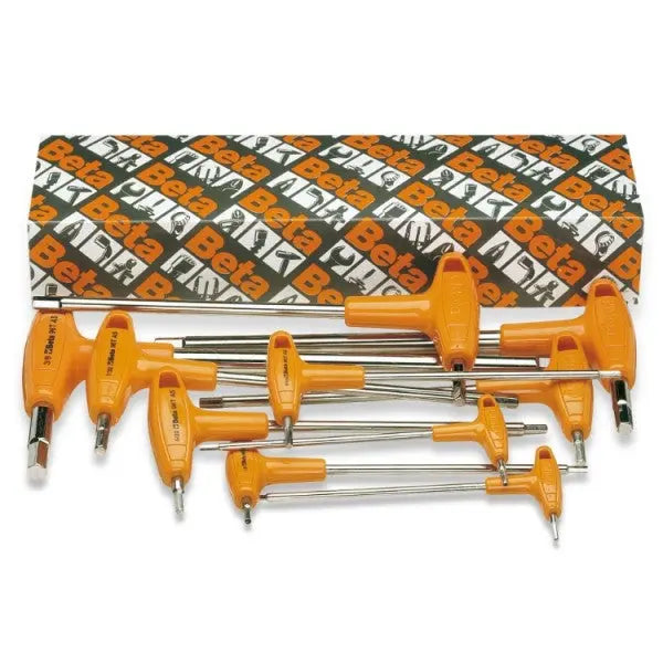 Beta Tools (Article# 96T/AS10) Set of 10 Offset Hexagon Key Wrenches with High Torque T-Handles 3/32 - 3/8 - BT 960683 Beta Tools