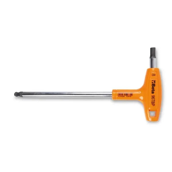Beta Tools (Article# 96TBP 4) 4mm Ball End Offset Hexagon Key Wrench with High Torque T-Handle, Chrome-Plated - BT 960687 Beta Tools