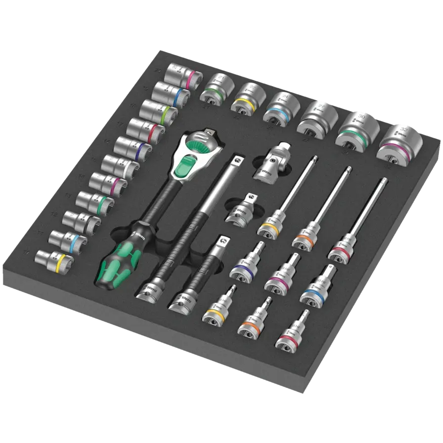 Wera Set of 31 8000 C Zyklop 1/2 in Ratchet with 9722 Foam Insert - WE 05150112001 