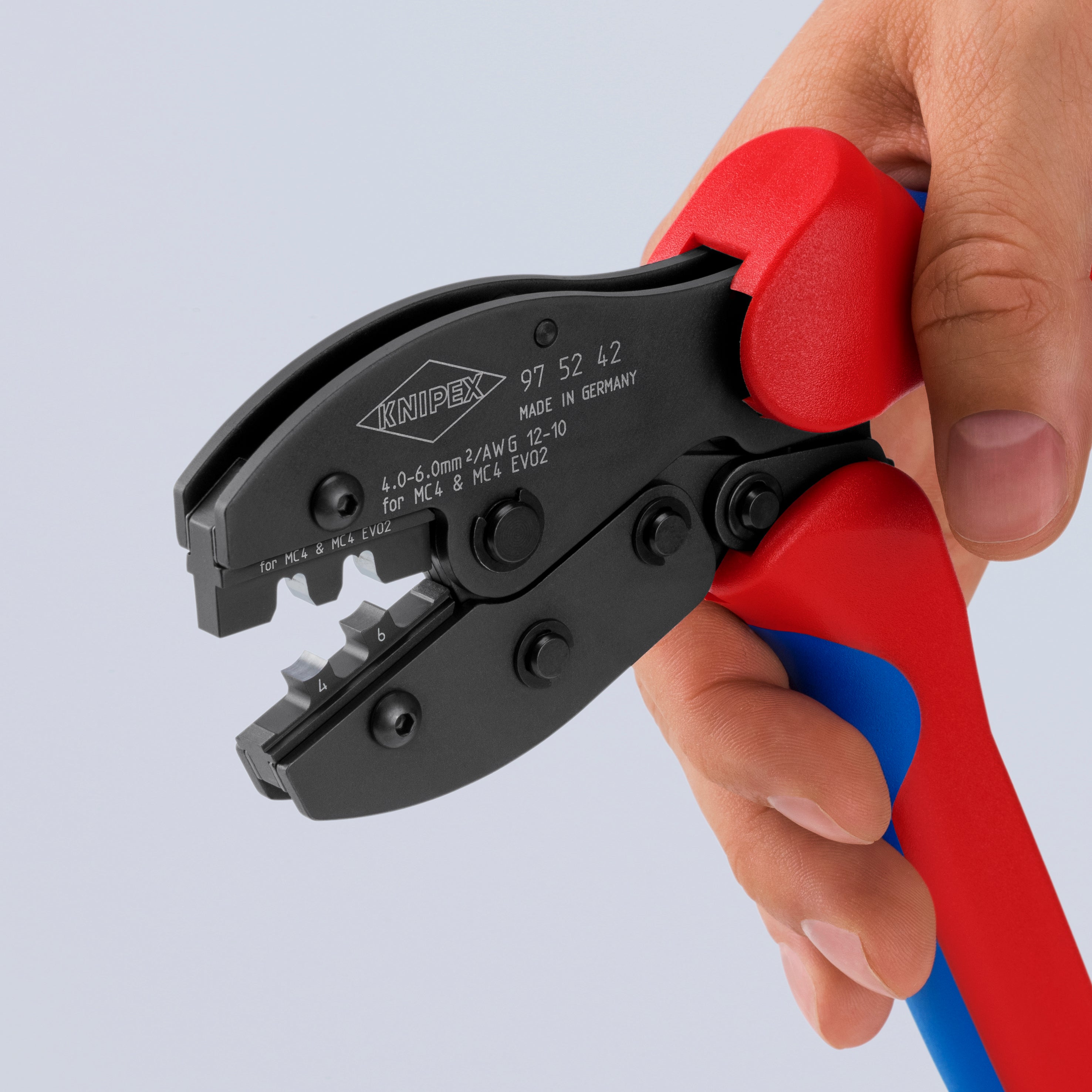 KNIPEX 97 52 42 | 8 1/2" KNIPEX PreciForceÂ® Crimping Pliers For MC4/MC4 EVO 2 Knipex