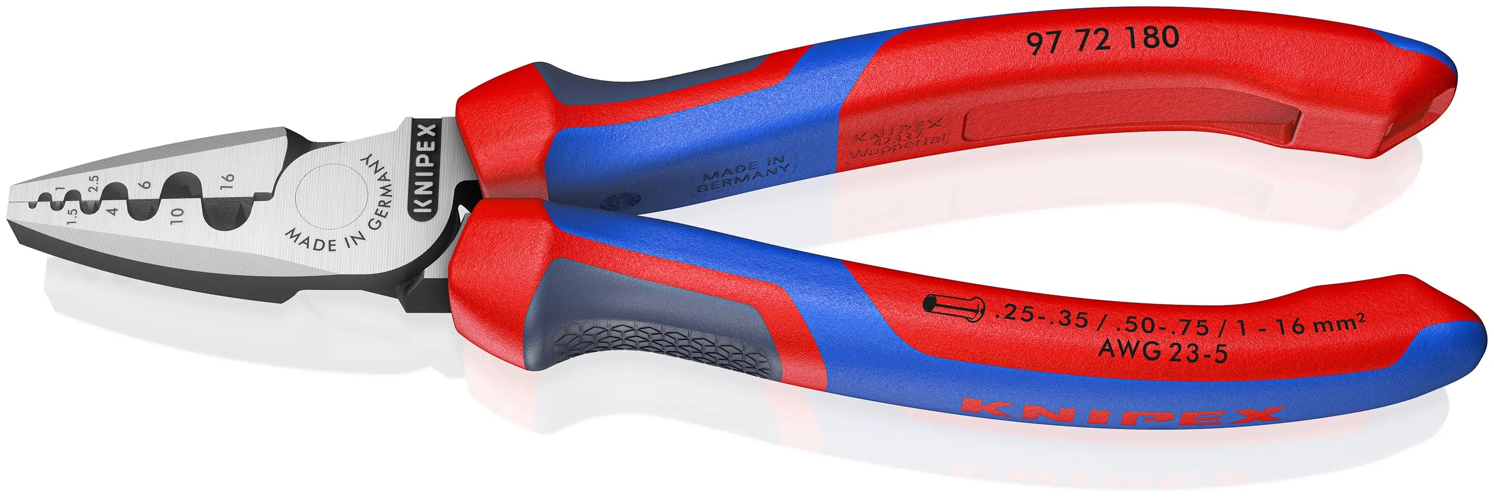 KNIPEX 97 72 180 | 7 1/4" Crimping Pliers for Wire Ferrules Knipex
