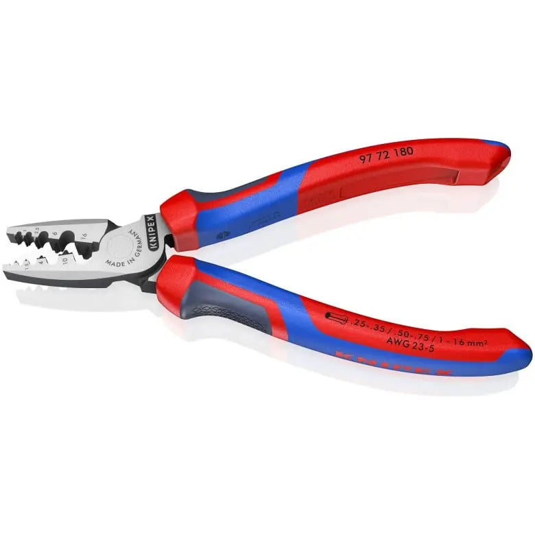 Knipex Crimping Plier for Wire Ferrules, 7-1/4 in - KN 97 72 180 Knipex