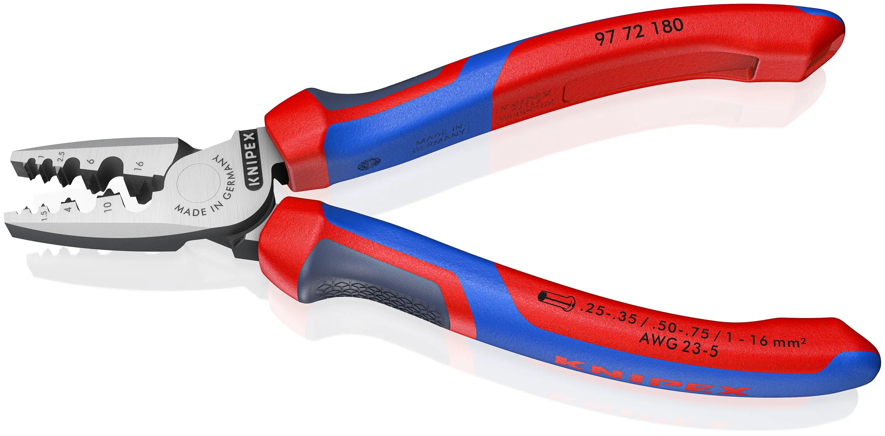KNIPEX 97 72 180 | 7 1/4" Crimping Pliers for Wire Ferrules Knipex