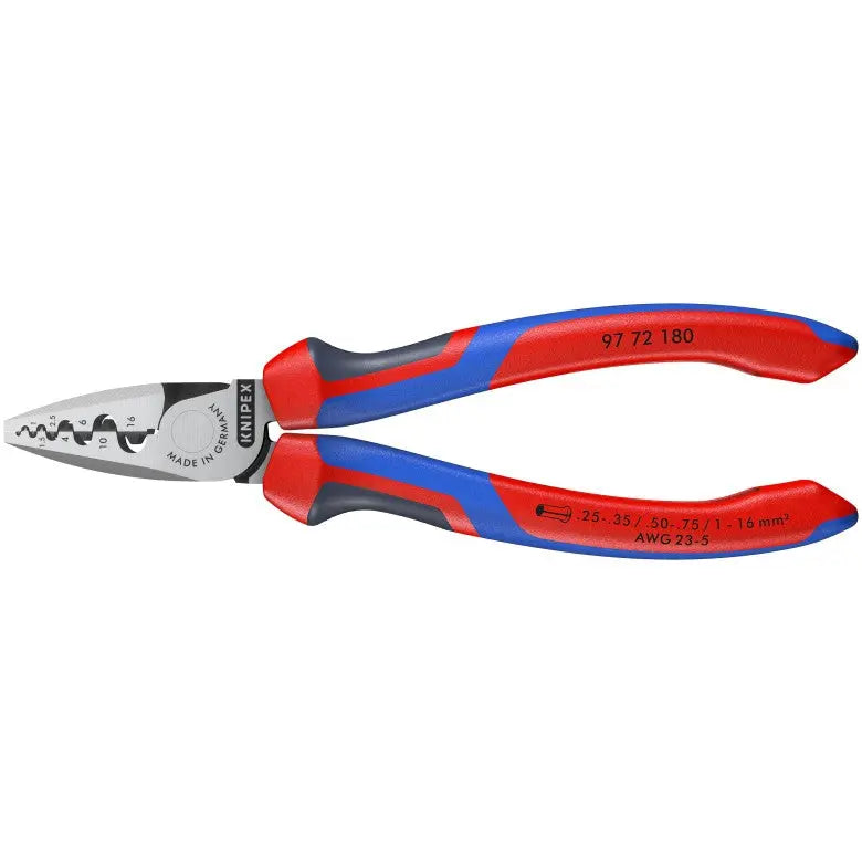 Knipex Crimping Plier for Wire Ferrules, 7-1/4 in - KN 97 72 180 Knipex