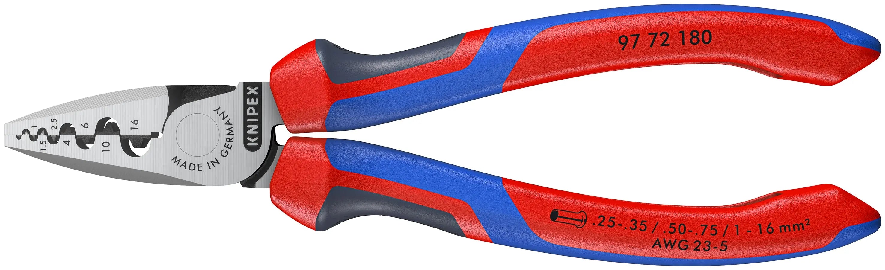 KNIPEX 97 72 180 | 7 1/4" Crimping Pliers for Wire Ferrules Knipex