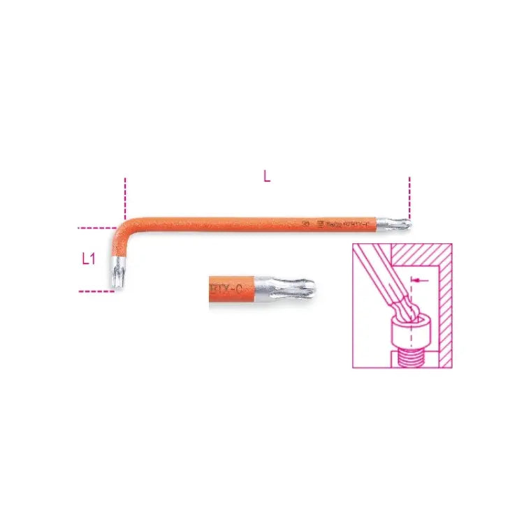 Beta Tools (Article# 97BTX-C 15) T15 Colored Offset Torx Key with Ball End, Dark Green - BT 971615 Beta Tools