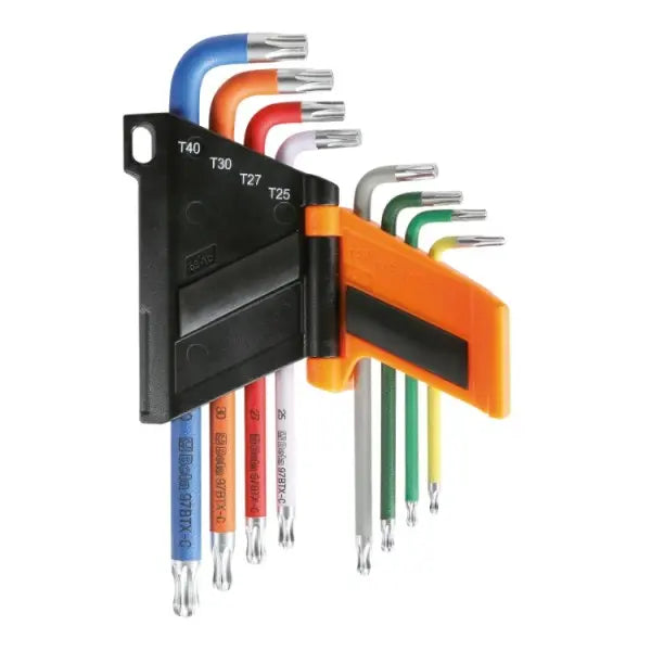 Beta Tools (Article# 97BTX-C/SC8) Set of 8 Colored Offset Torx Key with Ball End and Holder, T9-T40 - BT 971658 Beta Tools