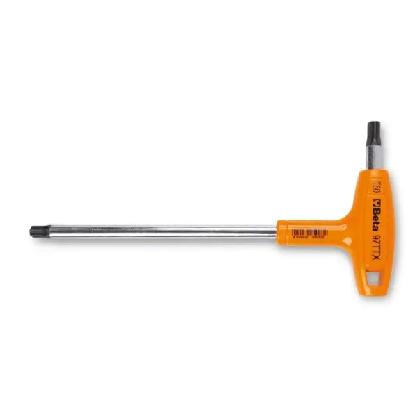Beta Tools (Article# 97TTX 40) T40 T-Handle Offset Torx Key, Chrome-Plated, Black Phosphate Ends, Hard Plastic Handle - BT 970740 Beta Tools