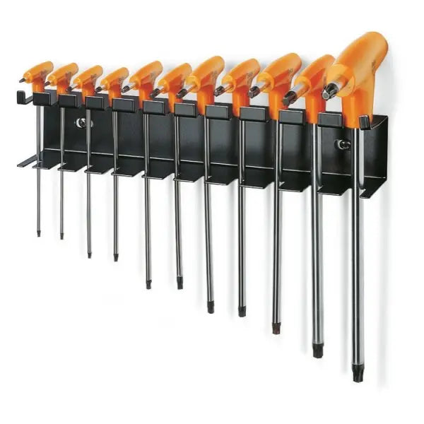 Beta Tools (Article# 97TTX/SP11) Set of 11 T-Handle Offset Torx Key with Holder, Chrome-Plated, Black Phosphate Ends, Hard Plastic Handle, T8 - T50 - BT 970840 Beta Tools