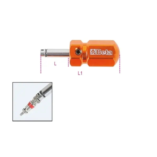 Beta Tools (Article# 986 48) Tire Valve Screwdriver, Short Model - BT 9860048 Beta Tools