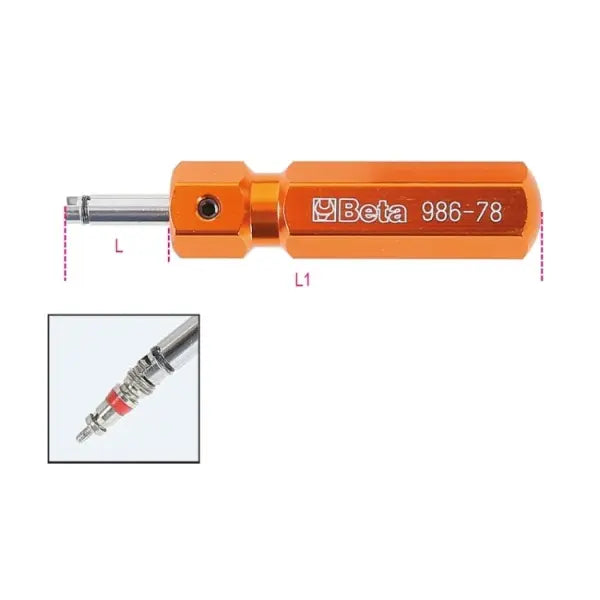 Beta Tools (Article# 986 78) Tire Valve Screwdriver - BT 9860078 Beta Tools