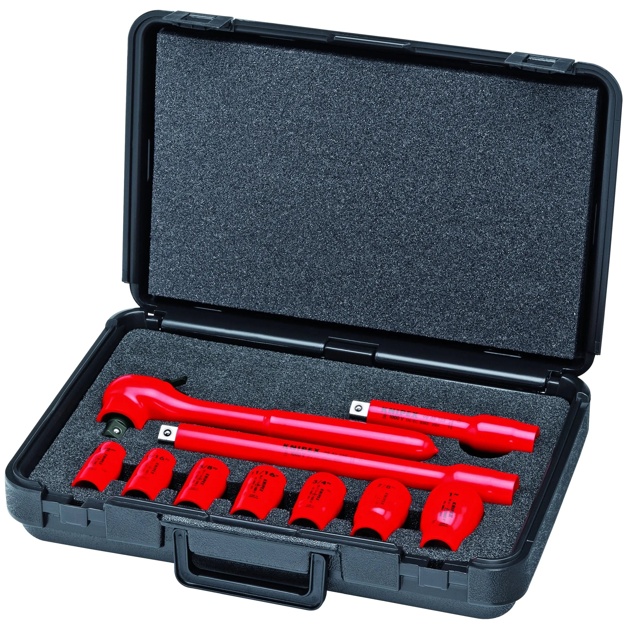 Knipex 98 99 11 S5 KN | 10 Pc Socket Set, 1/2" Drive, SAE, 1000V Insulated Knipex