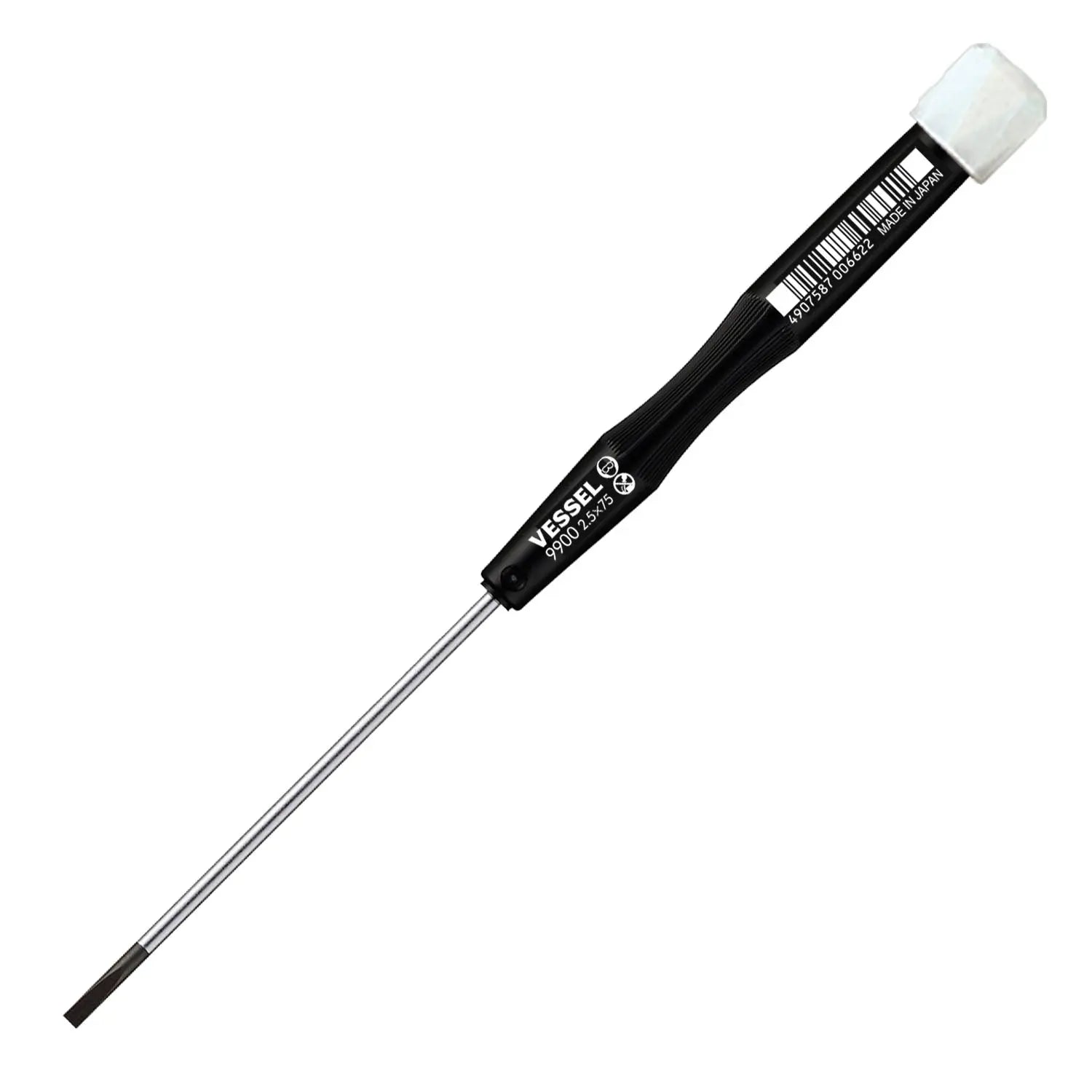 Vessel Tools Micro Slotted Screwdriver, 2.5 x 75mm - VL 9900ES2575 Vessel Tools