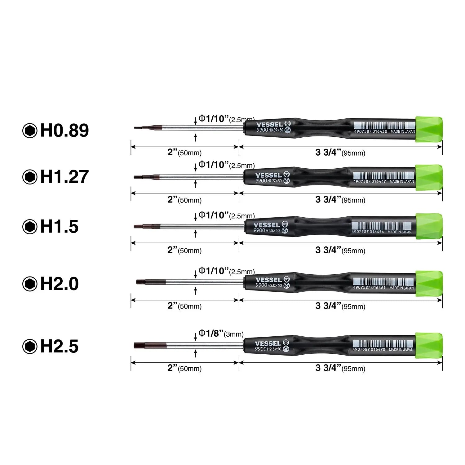 Vessel Tools Set of 5 Micro Screwdriver - VL 99005HXPBU