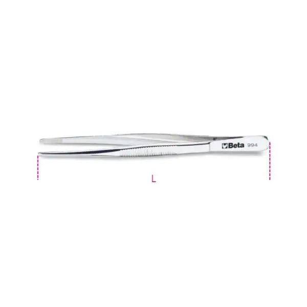 Beta Tools (Article# 994 150) Stainless Steel Bright Finish Straight Large Knurled Point Spring Tweezer - BT 009940001 
