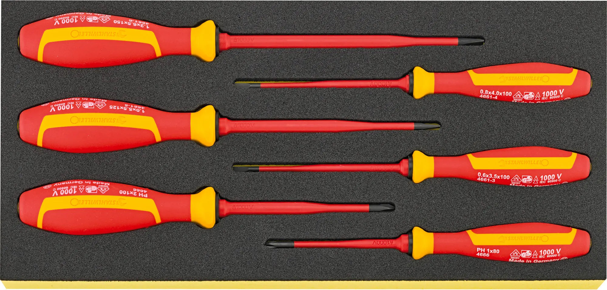 Stahlwille Set of 6 VDE Slotted and Phillips Screwdriver with TCS Insert - ST 96838816 Stahlwille