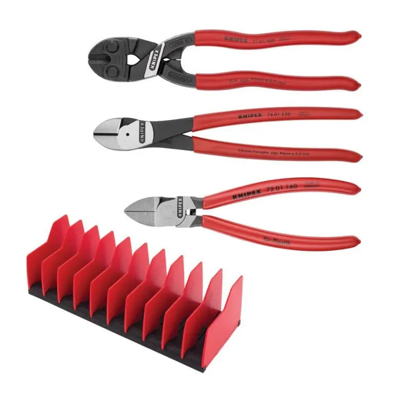 Knipex Set of 3 Cutting Plier with 10 Piece Tool Holder - KN 9K 00 80 137 US Knipex