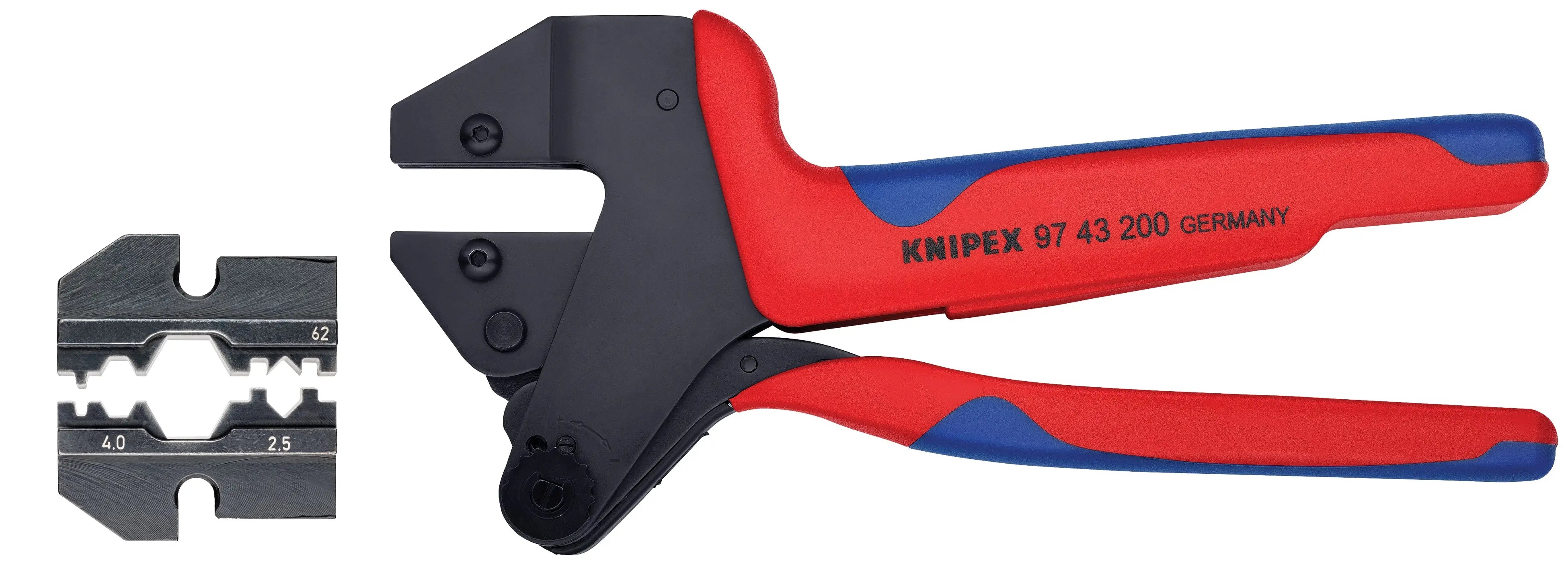 Knipex 9K 00 80 58 US KN | Crimp System Pliers (97 43 200) & Crimp Die: Solar Connectors H & 5 (HUBER & SUHNER): 2.5/4.0 mm 11/1 (97 49 62) Packaged In A Protective Plastic Case Knipex