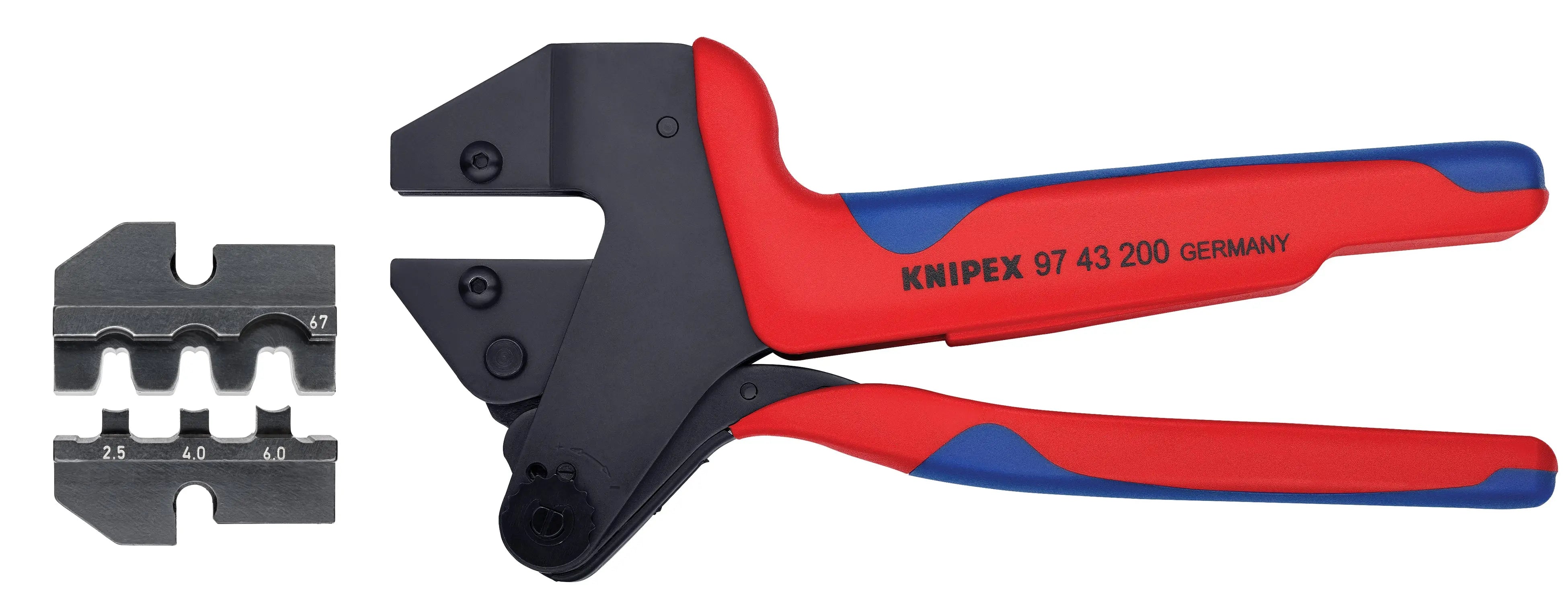 Knipex 9K 00 80 64 US KN | Crimp System Pliers (97 43 200) & Crimp Die: Solar Connectors Suncon (Hirschmann): 2.5/4.0/6.0 10/11 (97 49 67) Packaged In A Protective Plastic Case Knipex