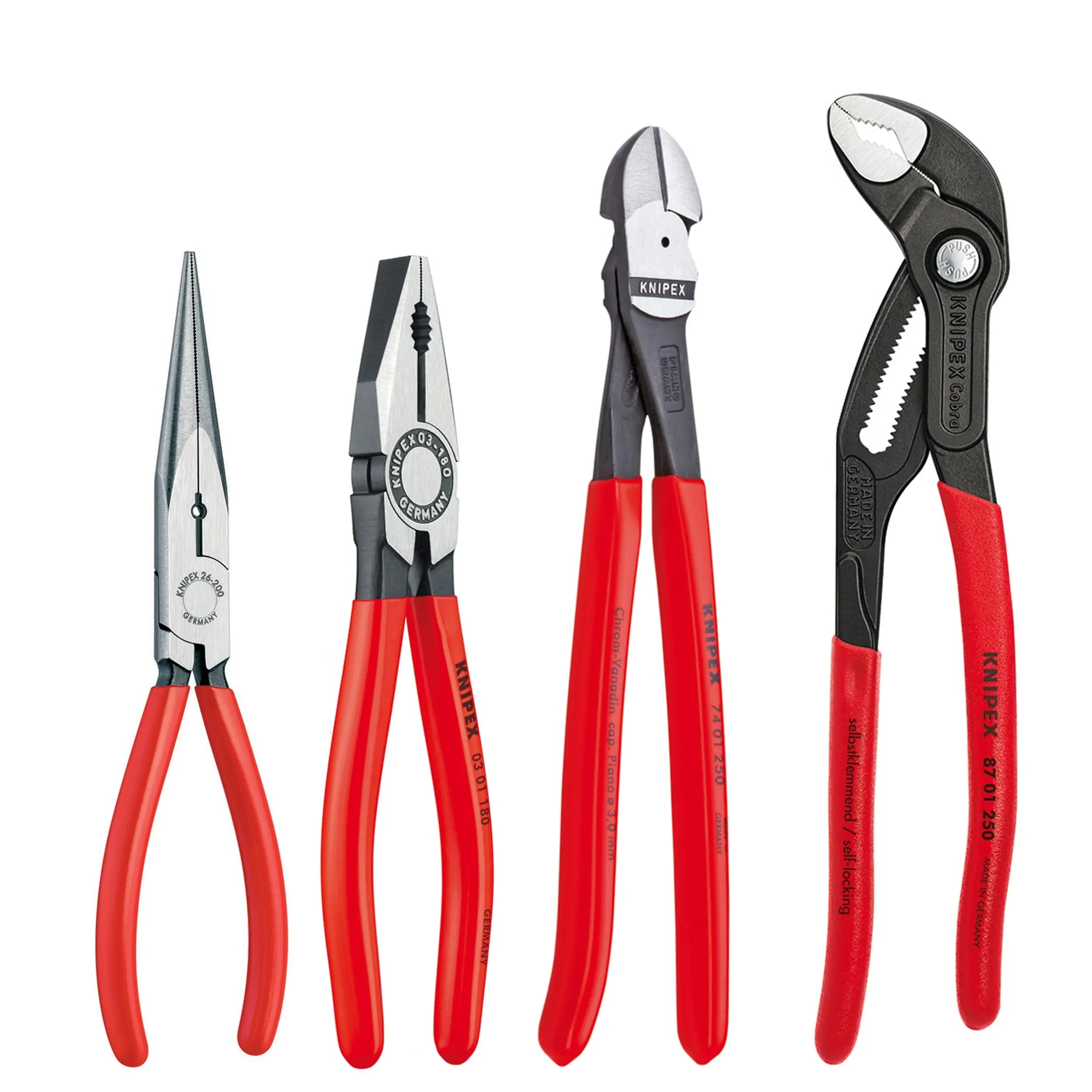 Knipex 9K 00 80 94 US KN | 4 Pc Pliers Set (03 01 200, 26 11 200 S1, 74 01 250 and 87 01 250) Knipex