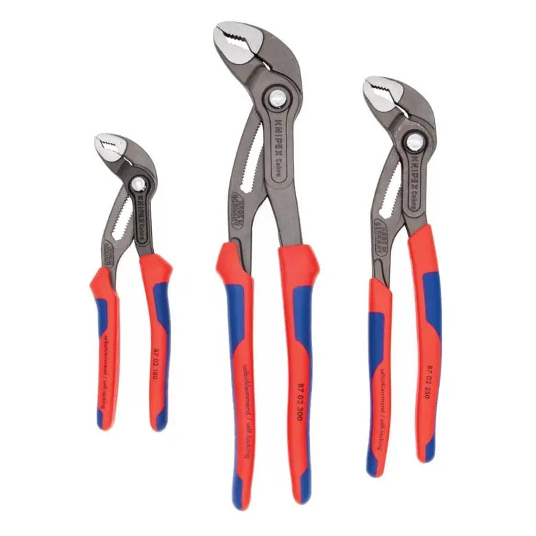 Knipex Set of 3 Cobra Water Pump Pliers, 7-1/4, 10, 12 in - KN 9K 00 80 05 US Knipex