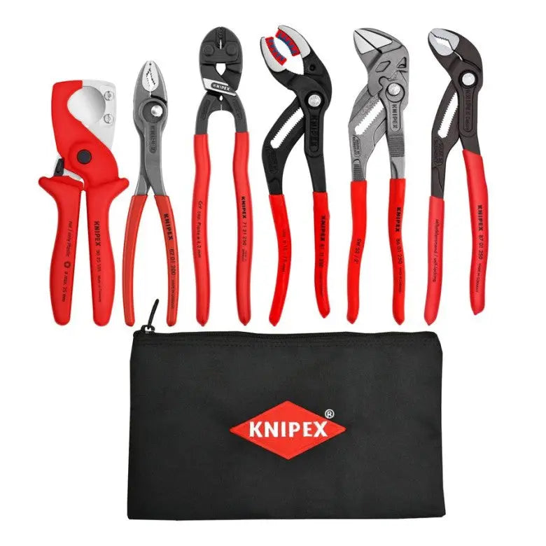 Knipex Set of 6 Plumbing Tools with Free Keeper Pouch - KN 9K 00 80 180 US Knipex